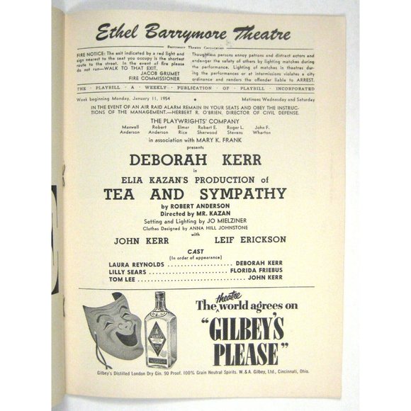 Tea Sympathy Playbill 1954 Deborah Kerr John Kerr Leif Erickson Dick York - Picture 4 of 8
